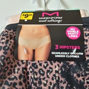 Three pair Maidenform sweet nothings hipsters